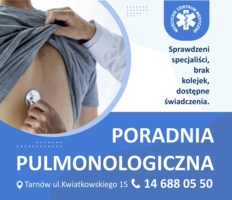 Plakat reklamujący Pracownię Pulmonologiczną MCM
